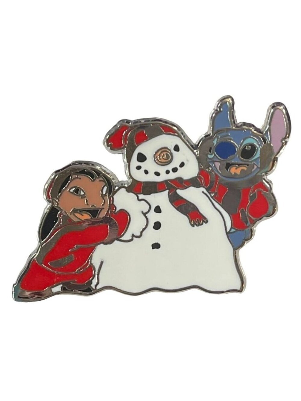 Disney Lilo Stitch Trading Pin Christmas Snowman Brooch Lapel Pin Jewelry Badge
